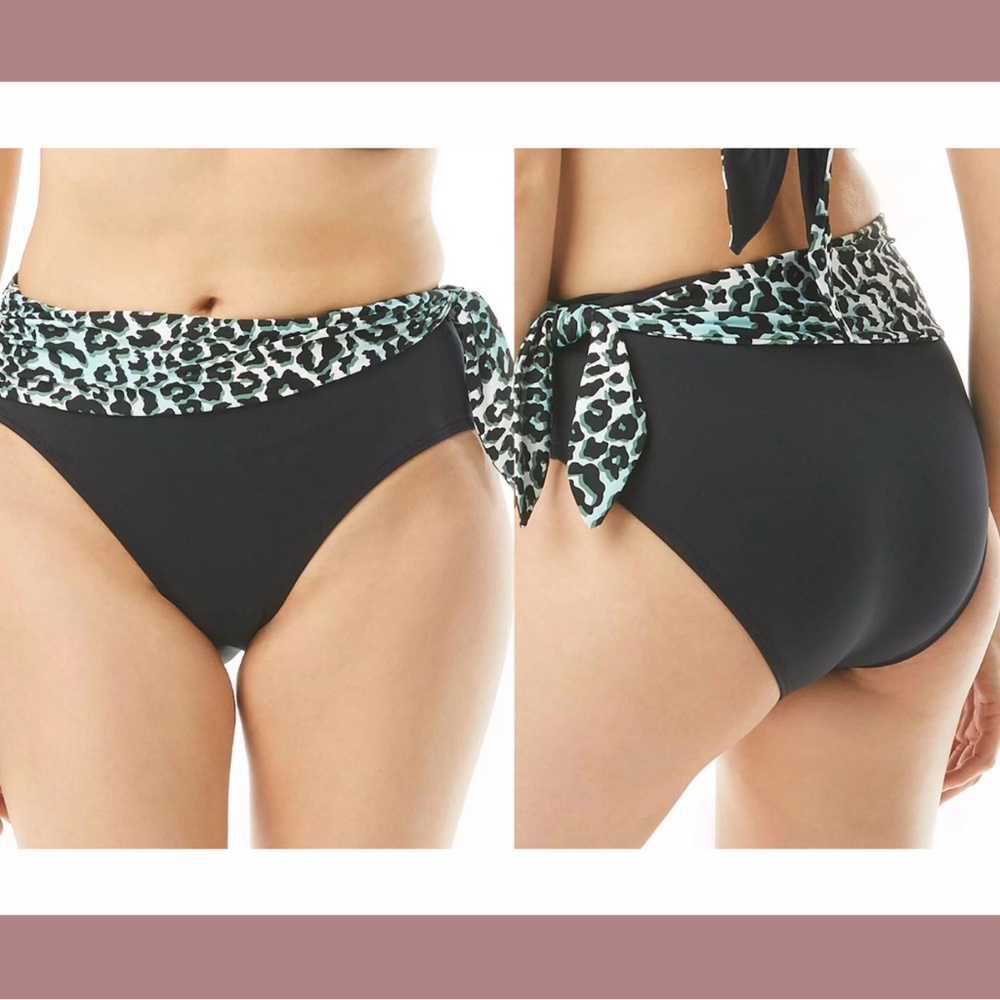 NWT $78 CARMEN MARC VALVO‎ [ Small ] Scarf Tie High Waist Bikini Bottoms Black